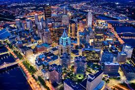 Pittsburgh Skyline with Rivers and Bridges